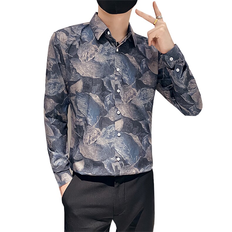 312A-5-935-P55社会小伙韩版潮流衬衫休闲修身上衣,男装衬衫,星座312A-5