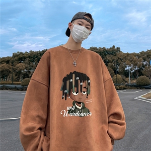 ！23秋季宽松大码港风黑人头麂皮绒圆领卫衣JW19133-p40控58图片