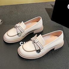 玛丽珍小皮鞋女2023春季真皮英伦风蝴蝶结粗跟一脚蹬女单鞋，女鞋小皮鞋，电商A223