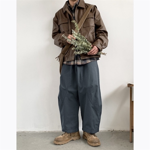 设计简约百搭宽松直筒裤春季韩版潮流小众休闲阔腿裤男 K7644-P38图片