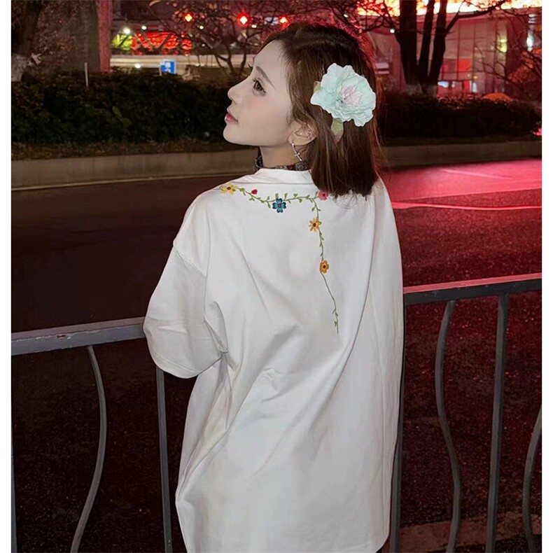 万针全刺绣工艺抖音得物高品质260克重磅纯棉双纱美式高街短袖T恤,男装T恤,电商A486