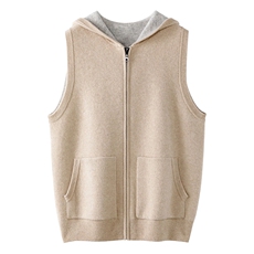 2024秋冬新款羊绒男士空气层加厚带帽拉链羊绒背心马甲男装，男装羊绒背心，雪贝坊一店