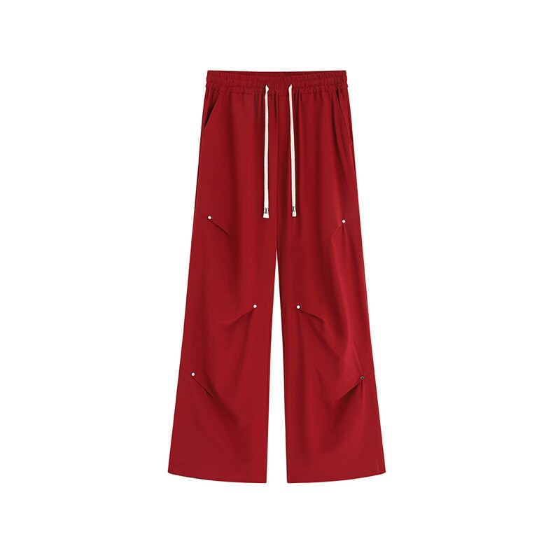 冰丝垂感褶皱铆钉休闲裤K007平铺92%聚酯纤维8%氨纶(S-2XL)TP25,男装休闲裤,电商A088