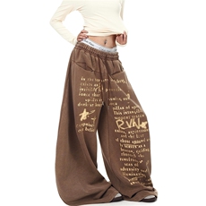 有货。字母弯刀卫裤男女街舞潮牌阔腿裤K6890-P63，男装休闲裤，星座412-3