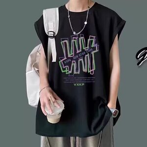 现货纯棉美式高街背心男款ins潮牌夏季坎肩重磅oversize时图片