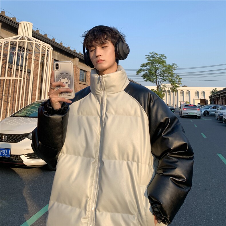 外景港风 拼接撞色面包服时尚立领保暖皮棉服A247-MY520 特批85图片