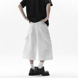 夏季美式复古褶皱工装七分裤中裤宽松阔腿休闲裤男女YD710-P60图片