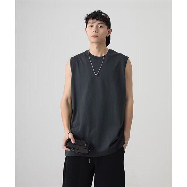 网图无袖背心男士夏季时尚健身运动坎肩衣服打底男装白色无袖t恤,男装T恤,星座715-4