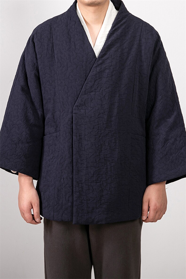 冬装新款风男装改良汉服棉衣棉麻提花道袍HM03P145,男装棉衣,钱塘802