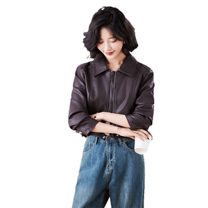 皮夹克短款外套女小个子春秋2024年新款高级感气质女装休闲PU皮衣图片