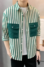 夏季轻熟店主小伙条纹宽松休闲短袖衬衫男衬衣A236-C11-P58-控88，男装T恤，电商A236