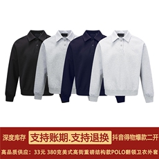 抖音得物高品质二开25秋冬美式高街结构设计POLO翻领卫衣外套W77，男装卫衣，电商A486-1