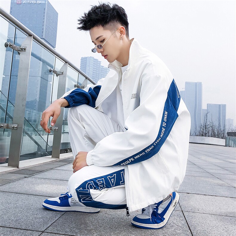 2021新款男士卫衣套装嘻哈潮流翻领外套春季两件套DS367T,男装卫衣,电商A102