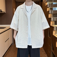 C5029/P40夏季新品西服领衬衫男个性肌理感格纹潮男宽松衬衣上衣，男装西服，电商A141