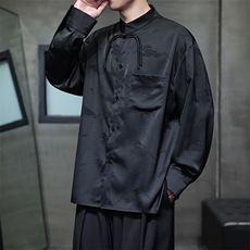 大货已入仓新中式男士大码立领盘扣长袖衬衫CS02-P75控98，男装衬衫，电商A021