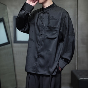 大货已入仓 新中式男士大码立领盘扣长袖衬衫CS02-P75控98图片