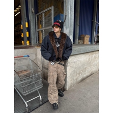 网图美潮牛仔条纹豹纹座山雕棉服外套W1929/特P105，男装棉衣，电商B350