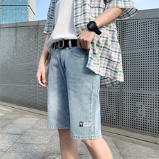 牛仔裤男士夏季薄款韩版潮流休闲短裤直筒宽松帅气五分裤D，男装牛仔裤，电商A318