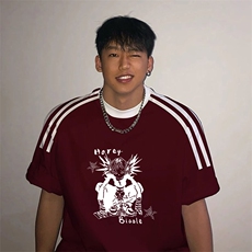 夏季美式高街重磅纯棉三条杠织带撞色男女短袖T恤ZD511-特P30，男装T恤，电商A486