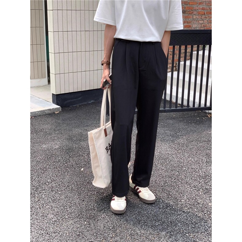 春夏季2025新款男生百搭直筒垂感黑色休闲裤西裤男士宽松裤子，男装西裤，星座506A