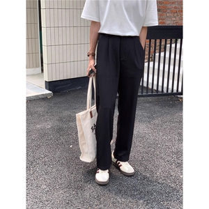 春夏季2025新款男生百搭直筒垂感黑色休闲裤西裤男士宽松裤子,男装西裤,星座506A