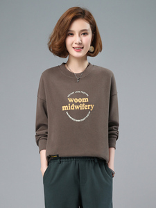 2023年春季新款套头圆领卫衣女长袖韩版宽松显瘦上衣服打底衫女棉图片