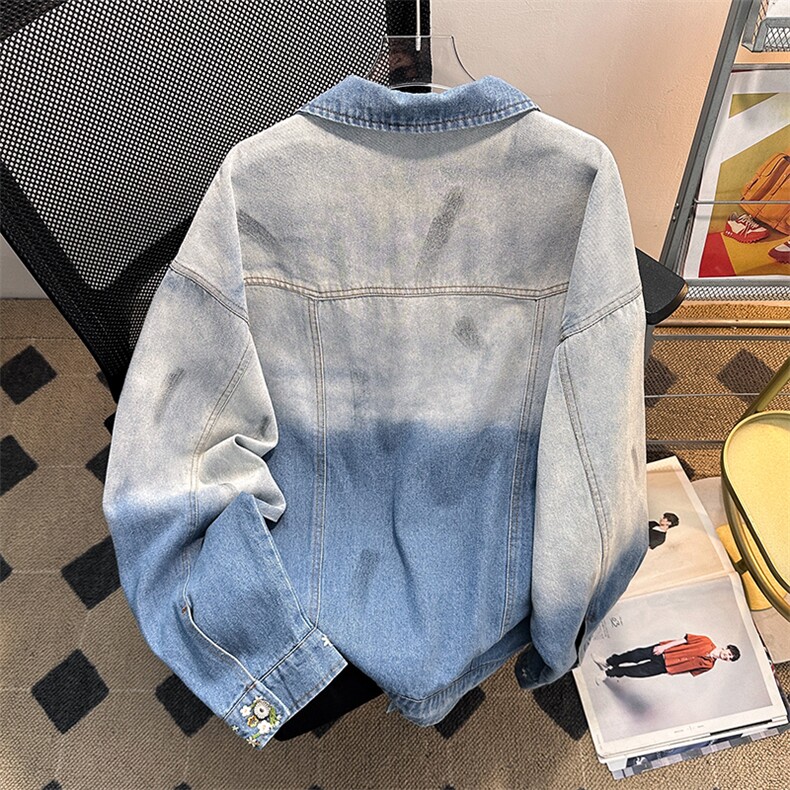 美式复古秋冬花卉潮牌设计感渐变刺绣牛仔夹克外套男JK08973-P70,男装夹克,星座308B-2