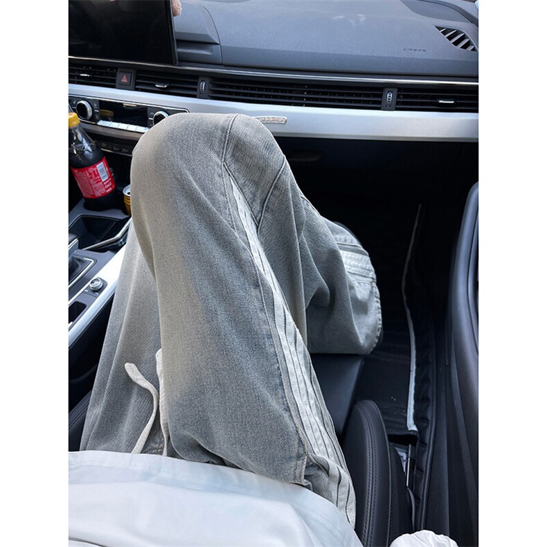 得物二开秋季新款牛仔裤男2025三条杠休闲直筒裤子-A1218TP48控78,男装牛仔裤,电商B241