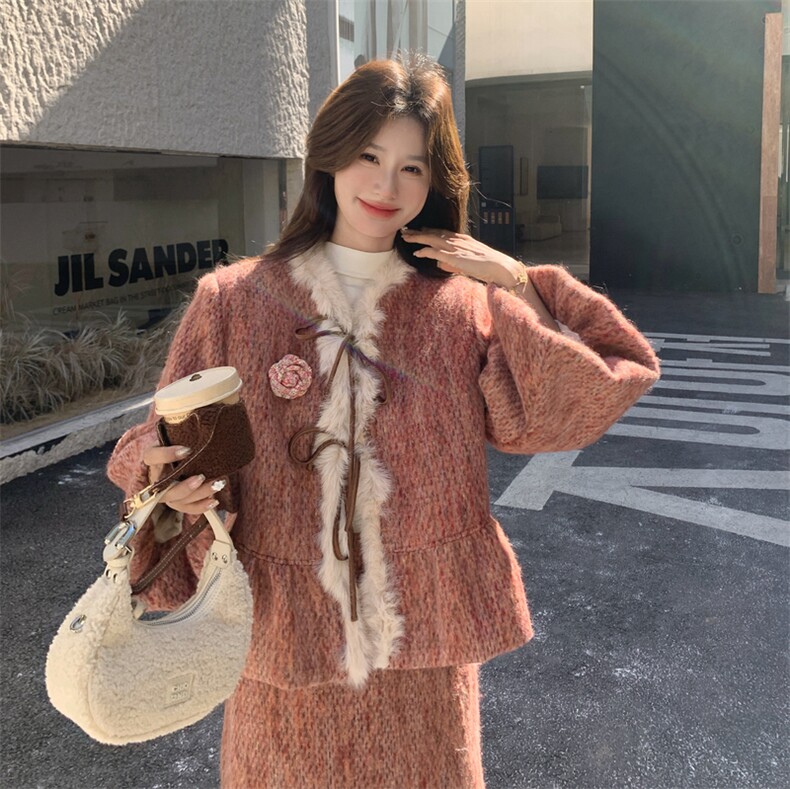 冬装新款90白鸭绒羽绒服套装兔毛领2C153-737-P285K428,女装套装/套裙,2C153