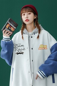 中性风 2026秋季新款设计感港风印花宽松棒球服夹克G96--p65控88图片