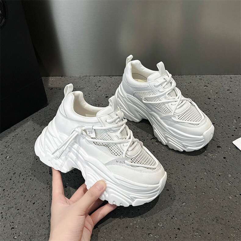 欧洲站女鞋2024新款真皮厚底松糕鞋网面透气老爹鞋薄款运动休闲鞋,女鞋休闲鞋,电商A223