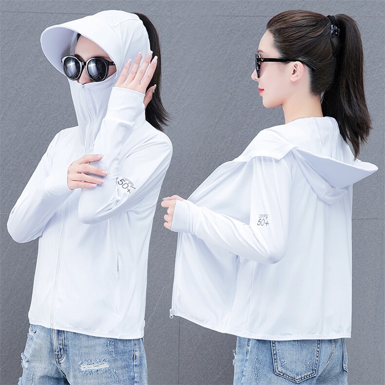 薄款冰丝连帽防晒衣女2023年夏季新款户外骑车透气短款防晒服外套，女装防晒衣，燕颉服饰