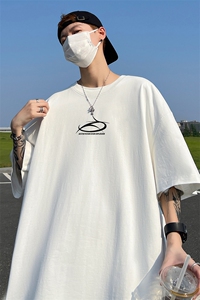 240G重磅美式印花纯棉大码宽松休闲短袖T恤 T331-P25控38图片