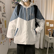 1港风连帽宽松休闲拉链时尚大码M-5XL情侣棉服外套男7786P60控98，男装棉衣，星座226-2