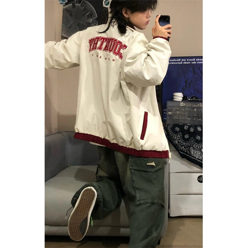 正反两穿外套男春秋季双面穿青少年运动高级感美式夹克JK5711-P70图片
