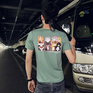 T 男士短袖t恤潮牌ins夏季修身工装原宿风半袖潮流图片