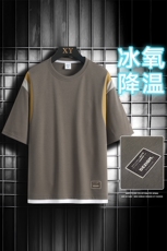 冰氧仿棉短袖网格挂拍体恤夏季休闲百搭印花男上衣TC3157-P25控48，男装T恤，星座717