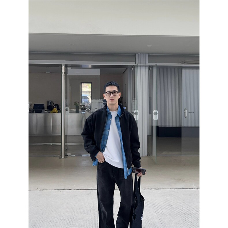 网图现货美式立领拉链开衫卫衣cleanfit男生外套纯秋wt31-特p58,女装短外套,电商C310