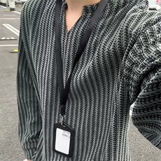 美式高街千鸟格子长袖T恤男女亨利V领英伦雅痞休闲宽松长袖打底衫，男装T恤，电商A486