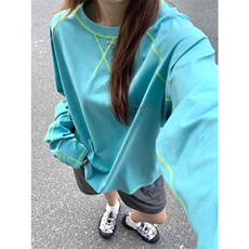 高品户外情侣登山健身运动撞色线插肩袖T恤打底衫男女A790-P55，男装T恤，星座1505