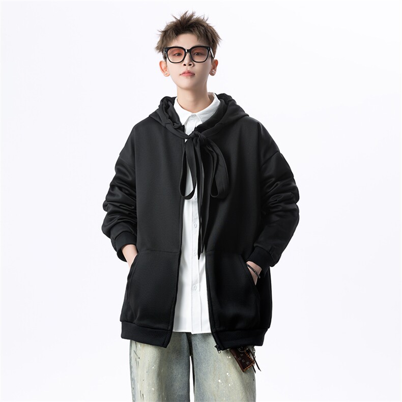 春季新款细节连帽休闲宽松纯色拉链卫衣外套914-4-WY41-P62控108,男装卫衣,星座914-4