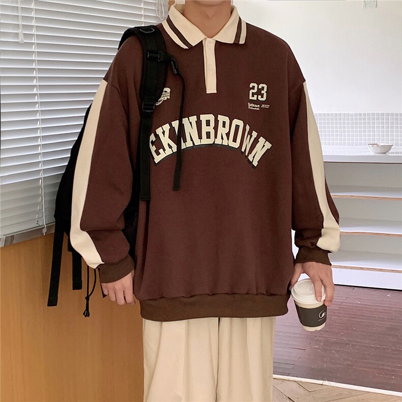 港风POLO领卫衣男情侣有中性风大码休闲套头外套男C7720P55控88,男装卫衣,星座226-1