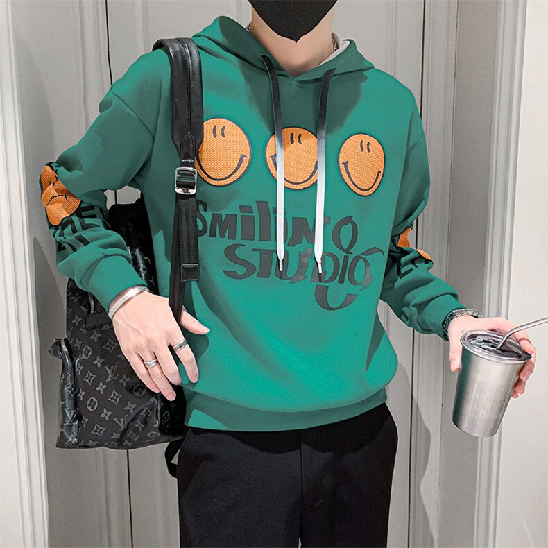 2024春季新款波高品质连帽笑脸宽松卫衣学生男潮39116-p65,男装卫衣,电商D303