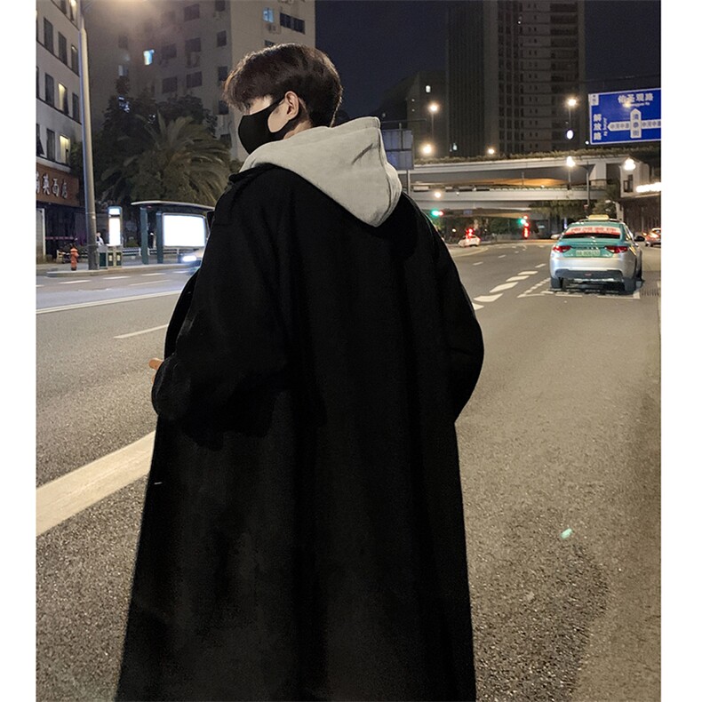 517A-8-Y27-P128现货高品质假两件韩系中长款毛呢大衣帽子可拆,男装毛呢大衣,星座517A-8（原B282）