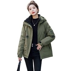 户外冲锋衣羽绒棉服女2025冬新款宽松休闲工装连帽保暖派克服外套，女装羽绒服，艾瑞儿