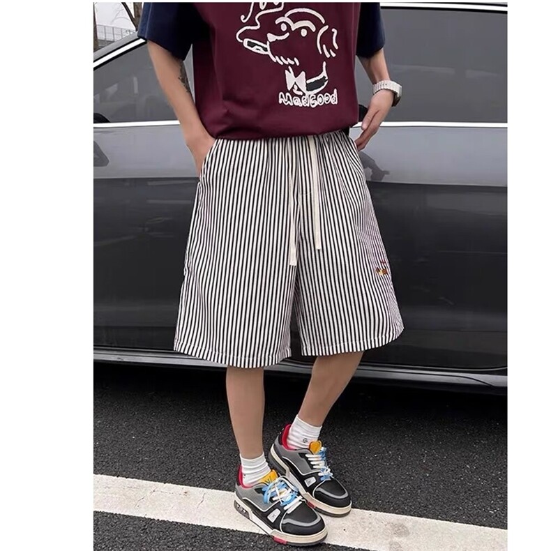 潮流腊肠狗刺绣运动短裤男夏季美式潮气质文艺无品牌慵懒新款流行图片