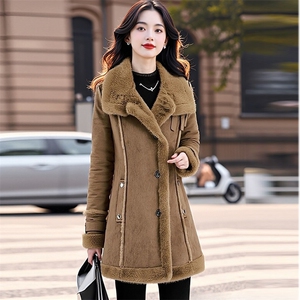 【大货已出】高档皮毛一体时尚中长款外套气质大衣加绒保暖棉服女图片
