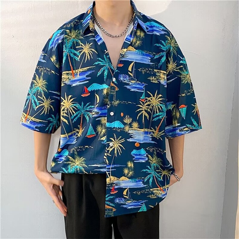 夏威夷风三亚泰短袖花衬衫男海南岛休闲沙滩服T5110-P26,男装衬衫,星座1109-3