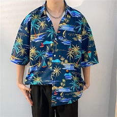 夏威夷风三亚泰短袖花衬衫男海南岛休闲沙滩服T5110-P26，男装衬衫，星座1109-3