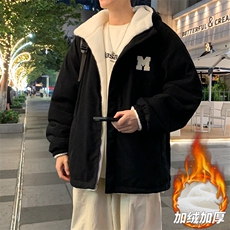 灯芯绒两面穿棉服男女羊羔毛棉衣外套冬季加厚棉袄M0811-P120，男装棉衣，星座308B-2